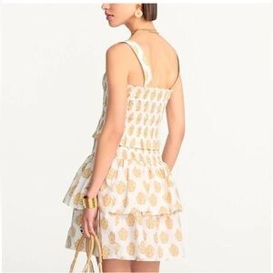 J. CREW Tonya Smocked Tier Mini Skirt Set-Floral Block Print-Sz XL. NWOT